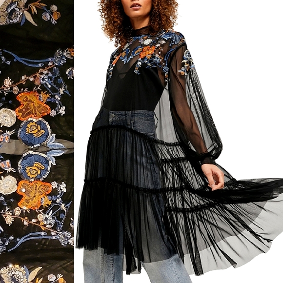 NEW🦋🌺 Free People Floral Embroidered Maxi Top Dress, Small - Picture 3 of 16